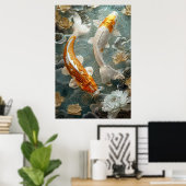 Golden Koi Fish Poster Art Print Wall Art (Bureau à domicile)