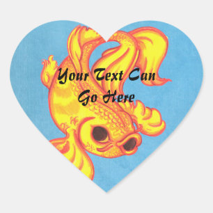 Golden Koi Heart Stickers
