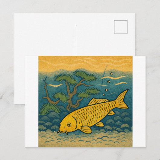 Golden Koi Japanese Art Briefkaart (Voorkant / Achterkant)