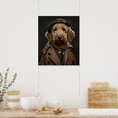 Golden Labradoodle drukte als Sherlock Holmes Poster (Keuken)