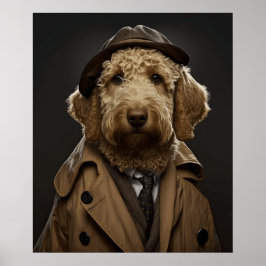 Golden Labradoodle drukte als Sherlock Holmes Poster