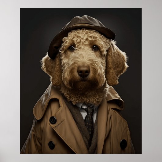 Golden Labradoodle drukte als Sherlock Holmes Poster (Voorkant)