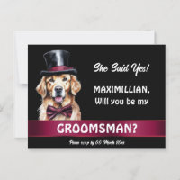 Golden labrador hond groomsmen voorstel bruiloft