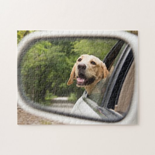 Golden Labrador in Rearview Mirror Legpuzzel (Horizontaal)