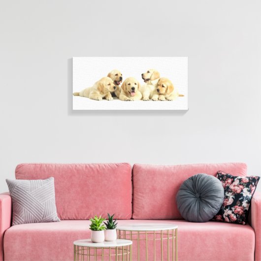 Golden Labrador Puppy Pile Canvas Afdruk (Insitu (Woonkamer))