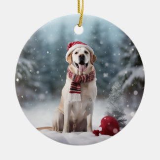 Golden Labrador Retriever Hond Kerstaandenken Keramisch Ornament