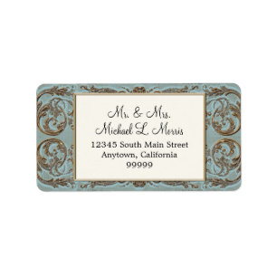  Golden Lace Baroque Wedding Return Address Etiket