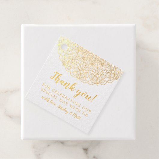 Golden Lace kalligrafie bruiloft dank u Bedankjes Labels (Met doos)
