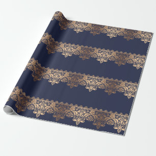 Golden lace romantisch decor gradiënt bronze lacy cadeaupapier