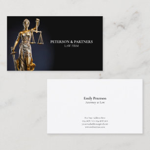 Golden Lady Justice op donkere achtergrond Visitekaartje
