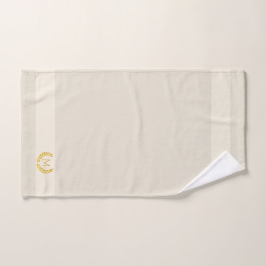 Golden Laurel en Monogram op Light Sand Beige Bad Handdoek (Handdoek)