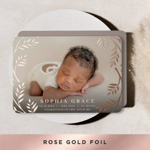 Golden Laurel   Faire-part de naissance Rose Gold 