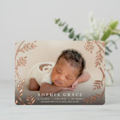Golden Laurel | Faire-part de naissance Rose Gold  (Debout devant)