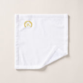 Golden Laurel & Monogram sur Blanc (Gant de toilette)