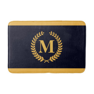 Golden Laurel Wreath Monogram Badmat