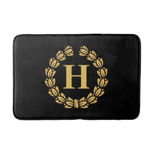 Golden Laurel Wreath Monogram Badmat