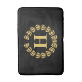 Golden Laurel Wreath Monogram Badmat (Voorkant Verticaal)