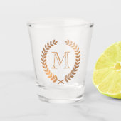 Golden Laurel Wreath Monogram Shot Glas (Voorkant)