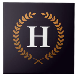 Golden Laurel Wreaths Monogram Tegeltje