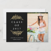 Golden Laurels Graduation Party Photo Invitation (Devant)