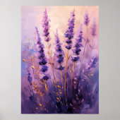 Golden Lavender Flowers Wall Art Print Poster (Devant)