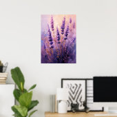 Golden Lavender Flowers Wall Art Print Poster (Bureau à domicile)