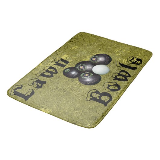 Golden Lawn Bowls Design, Memory Foam Bathmat Badmat (Gekanteld)