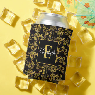Golden leaf and black luxury | Monogram custom Blikjeskoeler