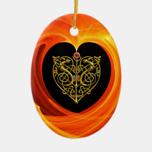 GOLDEN LEAF - CELTISCHE HART KERAMISCH ORNAMENT (Voorkant)