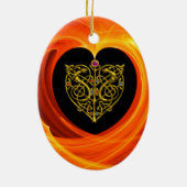 GOLDEN LEAF - CELTISCHE HART KERAMISCH ORNAMENT (Achterkant)