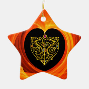 GOLDEN LEAF - CELTISCHE HART KERAMISCH ORNAMENT