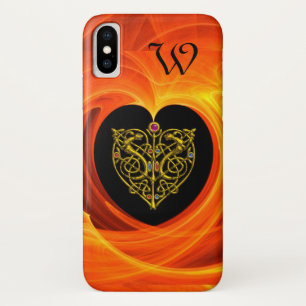 GOLDEN LEAF, CELTISCHE KNOTEN zwart oranje geel iPhone X Hoesje