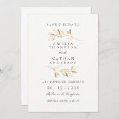 Golden Leaf Garden Wedding Bewaar de datum Save The Date (Voorkant / Achterkant)