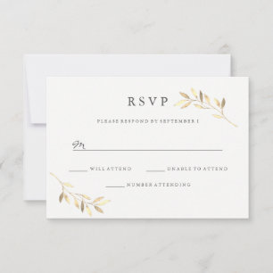 Golden Leaf Garden Wedding Digital of Print RSVP Kaart