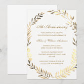 Golden Leaf Krans 50ste Jubileum Kaart (Voorkant / Achterkant)