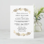 Golden Leaf Modern Elegant Wedding Kaart (Staand voorkant)