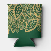 Golden leaf op groene achtergrond blikjeskoeler (Voorkant)