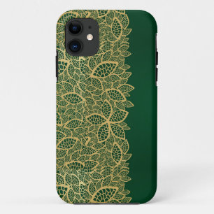 Golden leaf op groene achtergrond iPhone 11 hoesje