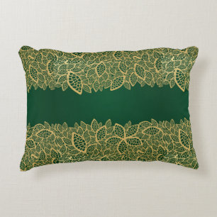 Golden leaf op groene achtergrond decoratief kussen