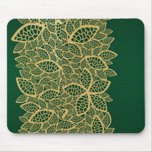 Golden leaf op groene achtergrond muismat