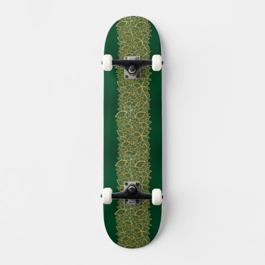 Golden leaf op groene achtergrond skateboard (Voorkant)