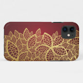 Golden leaf op rode achtergrond Case-Mate iPhone case (Achterkant (horizontaal))