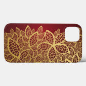 Golden leaf op rode achtergrond Case-Mate iPhone case (Achterkant (horizontaal))