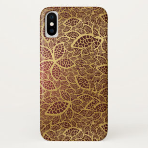Golden leaf op rode achtergrond iPhone x hoesje