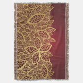 Golden leaf op rode achtergrond deken (Voorkant Verticaal)