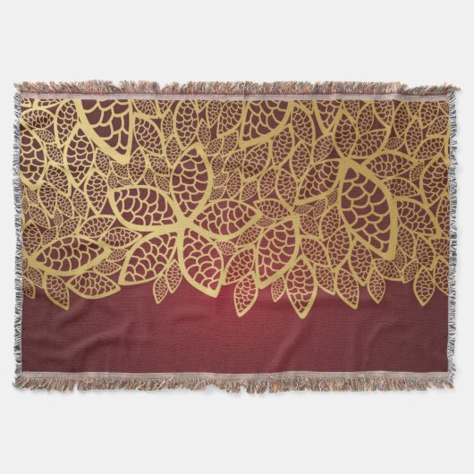 Golden leaf op rode achtergrond deken (Voorkant)