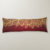 Golden leaf op rode achtergrond lichaamskussen (Achterkant)