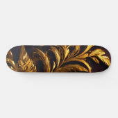 Golden Leaf Pattern Skateboard: Natuur Ontmoet Lux Skateboard (Horizontaal)