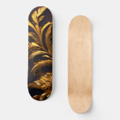Golden Leaf Pattern Skateboard: Natuur Ontmoet Lux Skateboard (Voorkant)
