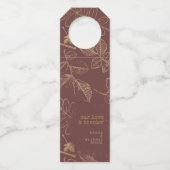 Golden Leaf Pattern Wedding Gold/Burgundy ID655 Flessenhanger (Voorkant)